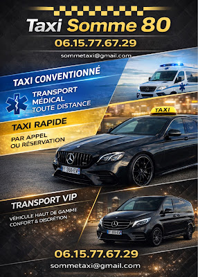 𝗧𝗔𝗫𝗜 𝗦𝗢𝗠𝗠𝗘 𝟴𝟬, taxi à Amiens